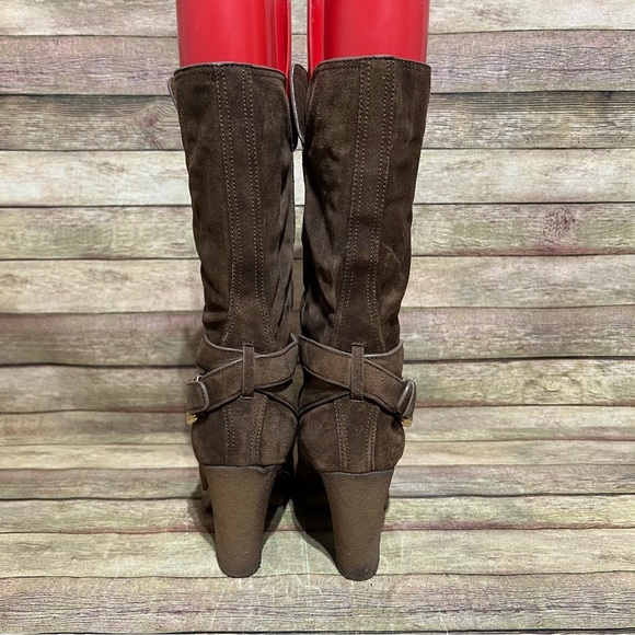 Prada Brown Suede Heeled Boots - Picture 7 of 11